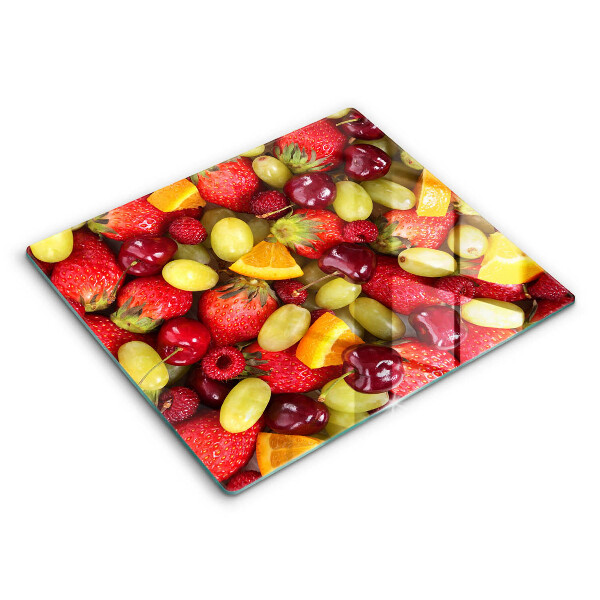 Decorativ placă sticla protectie aragaz Fructe de vară 60x52 cm