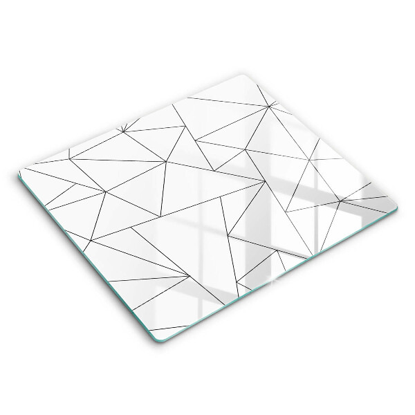 Decorativ placă sticla protectie aragaz Triunghiuri albe 60x52 cm