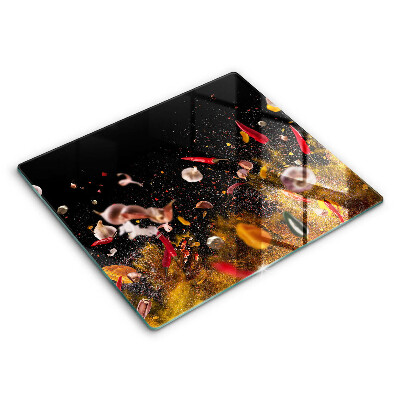 Decorativ placă sticla protectie aragaz Condimente picante 60x52 cm
