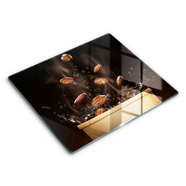 Decorativ placă sticla protectie aragaz Boabe de cafea fierbinți 60x52 cm