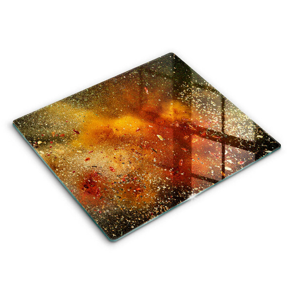 Decorativ placă sticla protectie aragaz Condimente colorate 60x52 cm