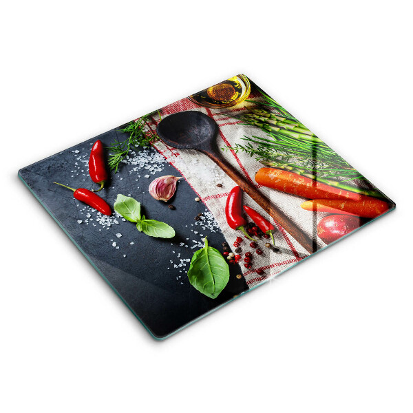 Decorativ placă sticla protectie aragaz Mâncare de bucătărie 60x52 cm