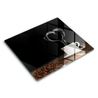 Decorativ placă sticla protectie aragaz Inimă în ceașcă de cafea 60x52 cm 