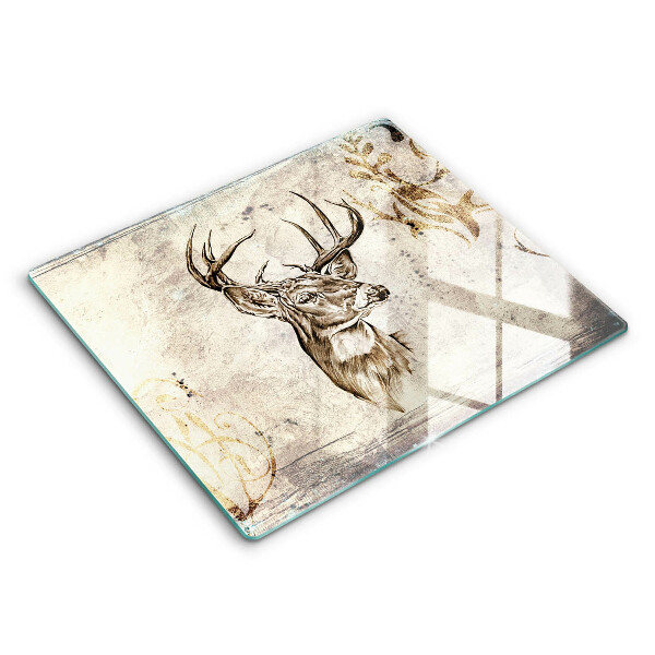 Decorativ placă sticla protectie aragaz Ilustrație animală cu cerb 60x52 cm