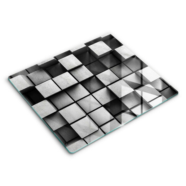 Decorativ placă sticla protectie aragaz Pătrate 3D abstracte 60x52 cm