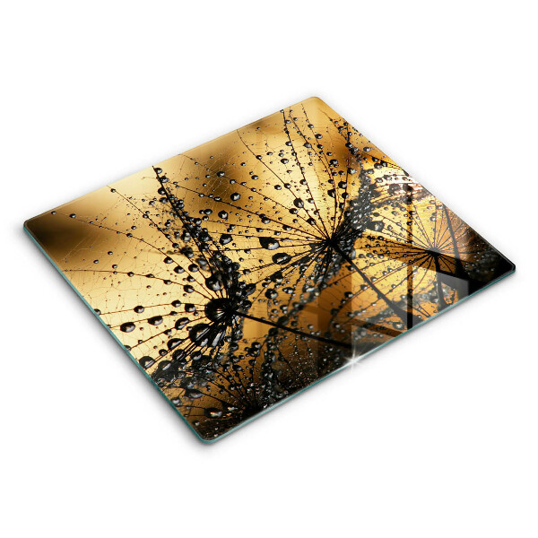 Decorativ placă sticla protectie aragaz Rouă și păpădii 60x52 cm