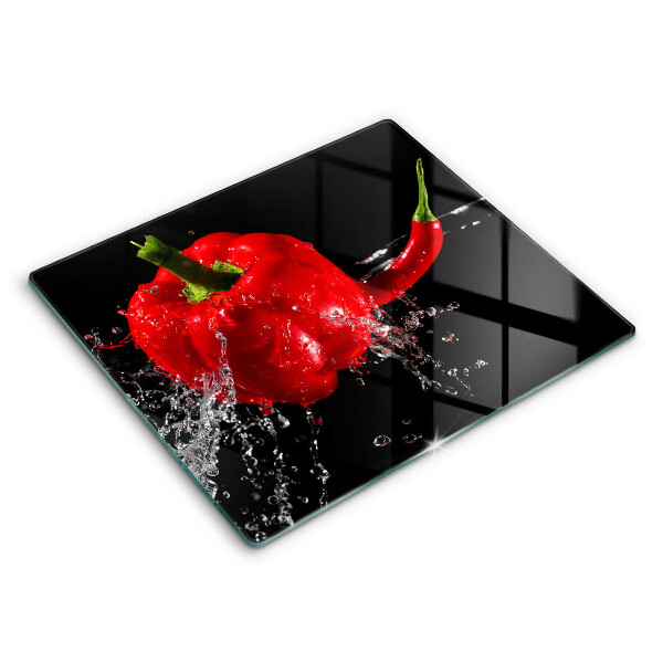 Decorativ placă sticla protectie aragaz Ardei roșii în apă 60x52 cm