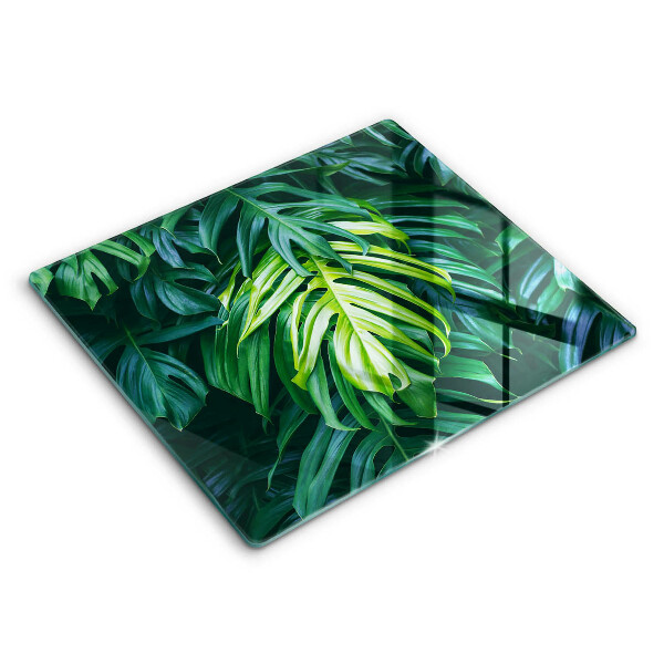 Decorativ placă sticla protectie aragaz Frunze de Monstera sălbatică 60x52 cm