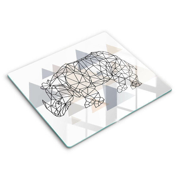Decorativ placă sticla protectie aragaz Rinocer de artă liniară 60x52 cm
