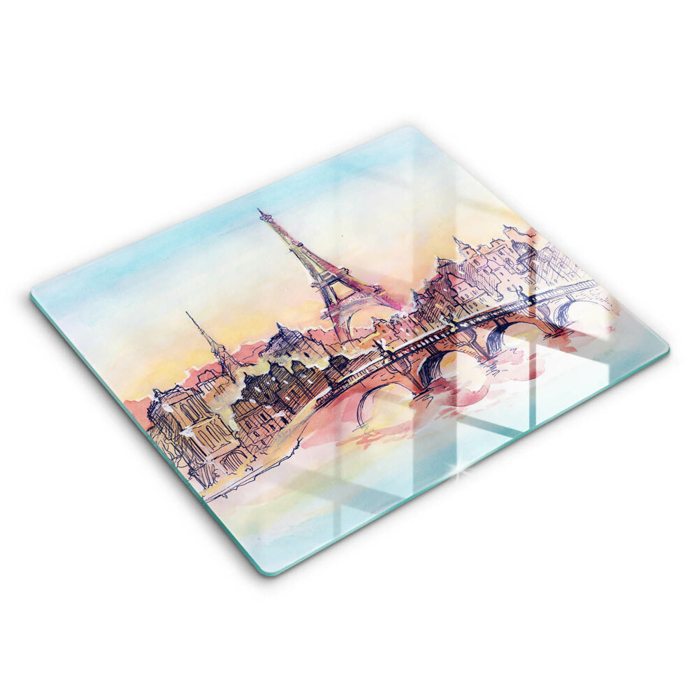 Decorativ placă sticla protectie aragaz Peisaj Paris Turnul Eiffel 60x52 cm 