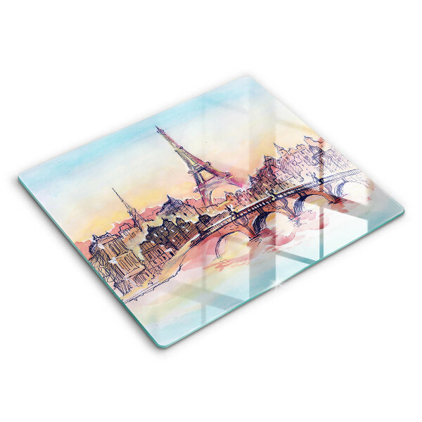 Decorativ placă sticla protectie aragaz Peisaj Paris Turnul Eiffel 60x52 cm