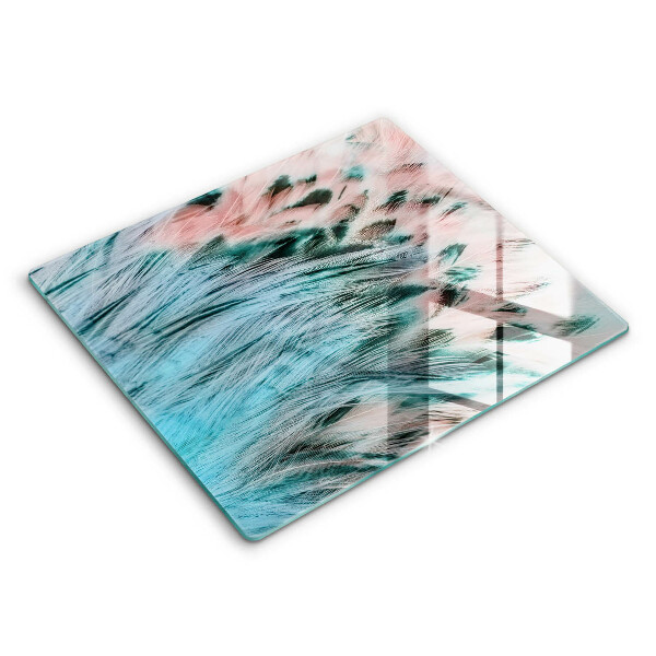 Decorativ placă sticla protectie aragaz Pene de pasăre Boho 60x52 cm