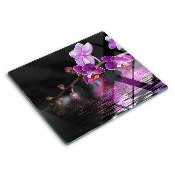 Decorativ placă sticla protectie aragaz Apă zen cu orhidee 60x52 cm