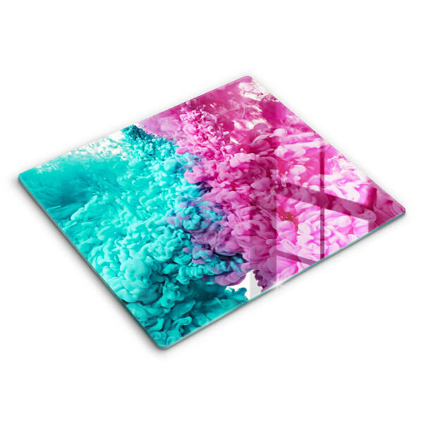 Decorativ placă sticla protectie aragaz Fum roz turcoaz 60x52 cm