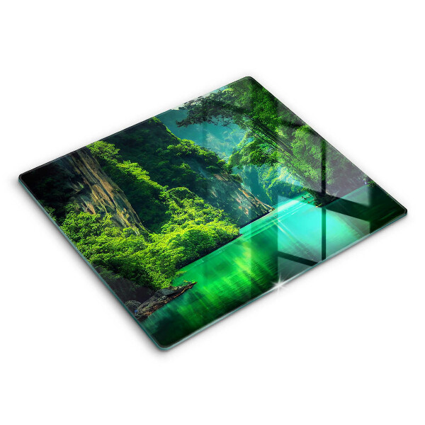 Decorativ placă sticla protectie aragaz Peisaj lagunar 60x52 cm