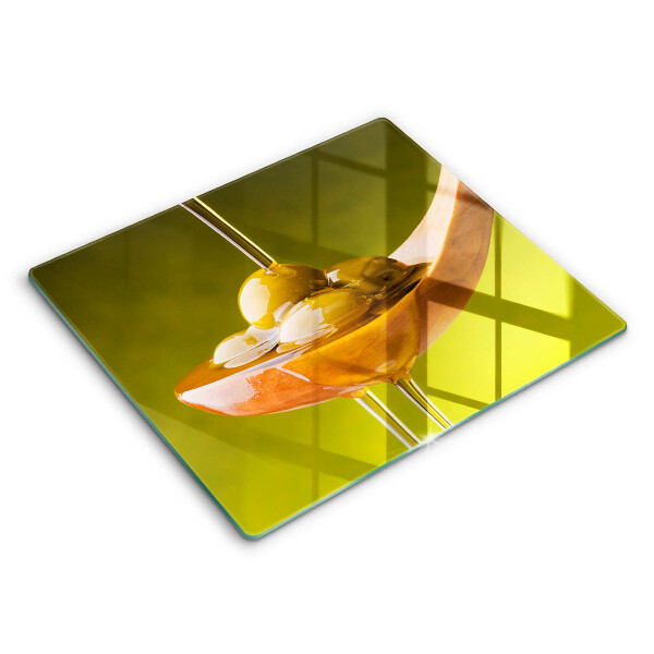 Decorativ placă sticla protectie aragaz Ulei de măsline și măsline 60x52 cm