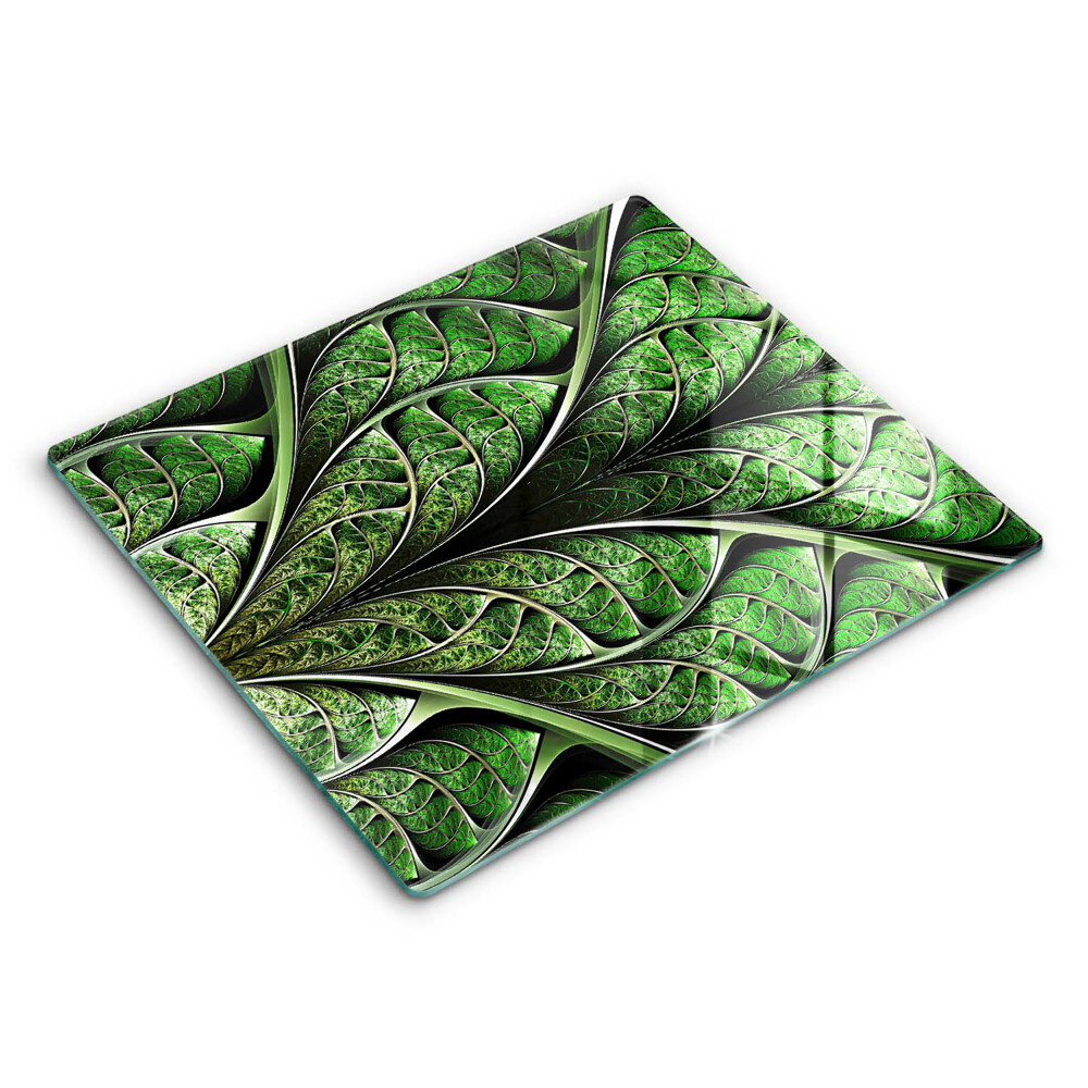 Decorativ placă sticla protectie aragaz Structura nervurilor frunzelor 60x52 cm 