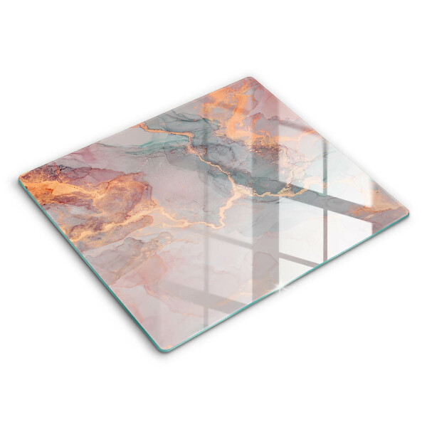 Decorativ placă sticla protectie aragaz Marmură cu aur 60x52 cm