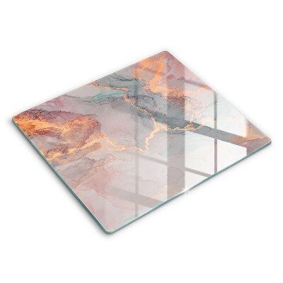 Decorativ placă sticla protectie aragaz Marmură cu aur 60x52 cm 