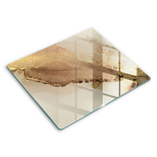 Decorativ placă sticla protectie aragaz Aur abstract 60x52 cm