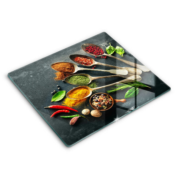 Decorativ placă sticla protectie aragaz Linguri de bucătărie pentru condimente 60x52 cm