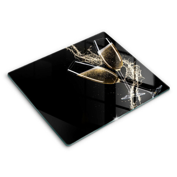 Decorativ placă sticla protectie aragaz Pahare de șampanie 60x52 cm