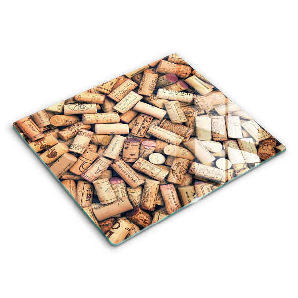 Decorativ placă sticla protectie aragaz Model de dopuri de vin 60x52 cm