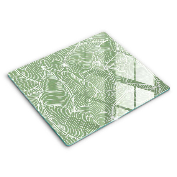 Decorativ placă sticla protectie aragaz Frunze liniare 60x52 cm