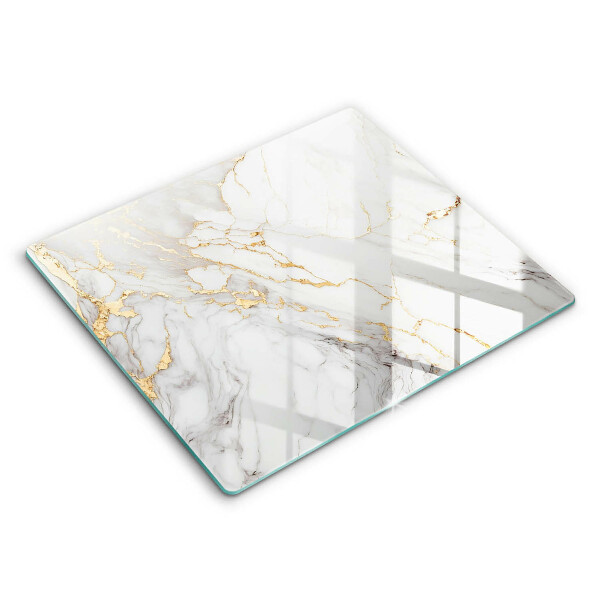 Decorativ placă sticla protectie aragaz Marmură deschisă cu aur 60x52 cm