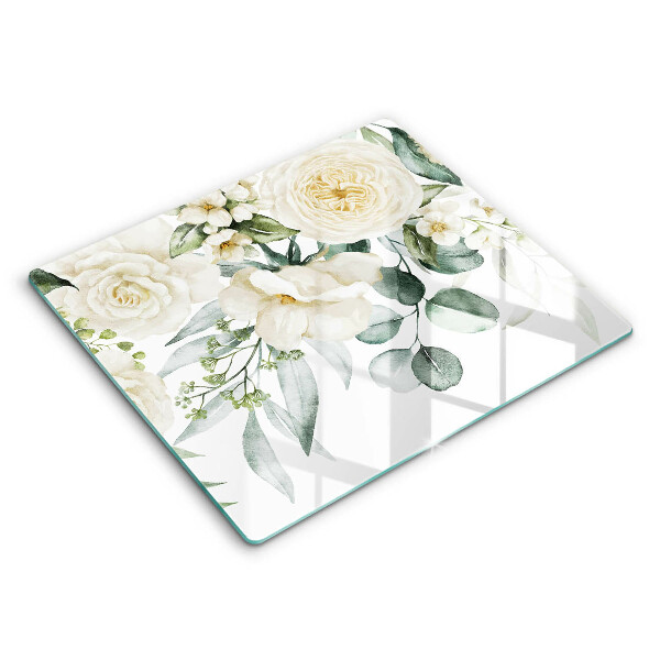Decorativ placă sticla protectie aragaz Flori în acuarelă 60x52 cm