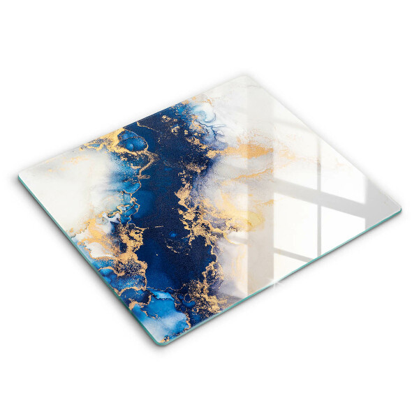 Decorativ placă sticla protectie aragaz Abstracție cu albastru 60x52 cm