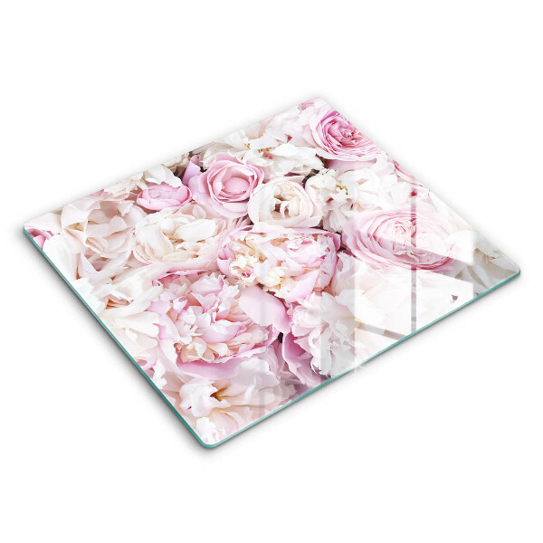 Decorativ placă sticla protectie aragaz Buchet de bujori 60x52 cm