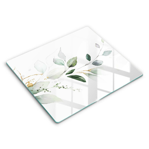 Decorativ placă sticla protectie aragaz Frunze de acuarelă 60x52 cm
