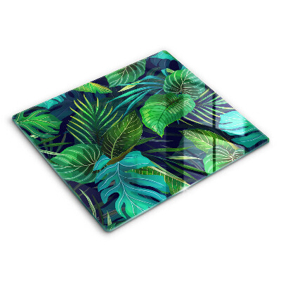 Decorativ placă sticla protectie aragaz Ilustrație cu frunze de junglă 60x52 cm