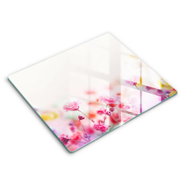 Decorativ placă sticla protectie aragaz Pajiște cu flori 60x52 cm