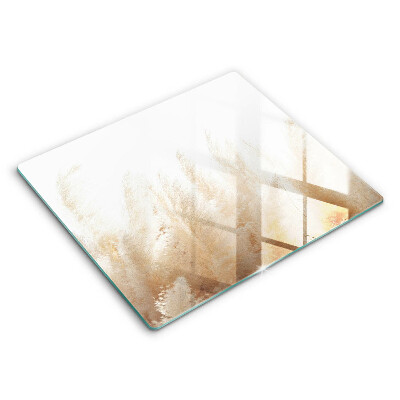 Decorativ placă sticla protectie aragaz Iarbă de pampas 60x52 cm 