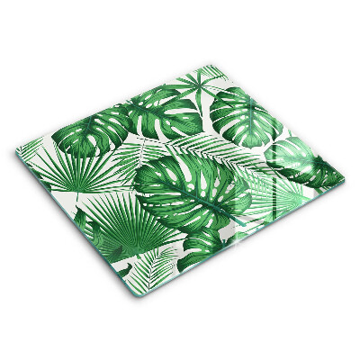 Decorativ placă sticla protectie aragaz Frunze de Monstera 60x52 cm 