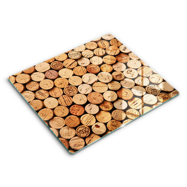 Decorativ placă sticla protectie aragaz Model de plută de vin 60x52 cm