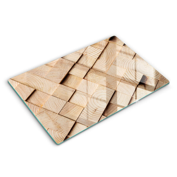 Modern placă din sticla protectie perete bucatarie Pătrate de lemn 80x52 cm
