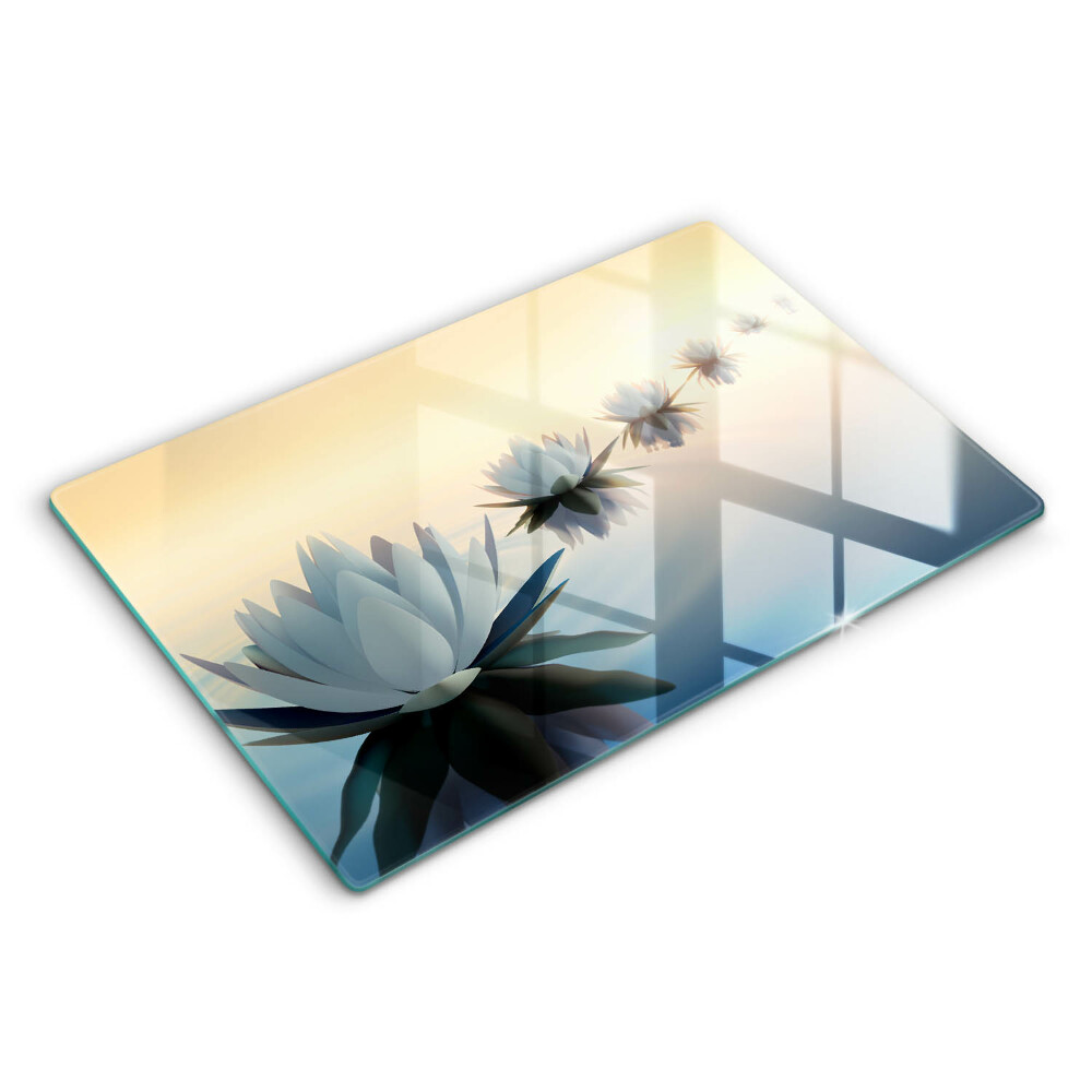 Modern placă din sticla protectie perete bucatarie Flori de nufăr 80x52 cm