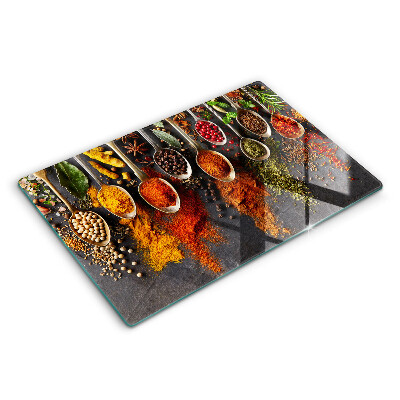 Modern placă din sticla protectie perete bucatarie Linguri de condimente 80x52 cm