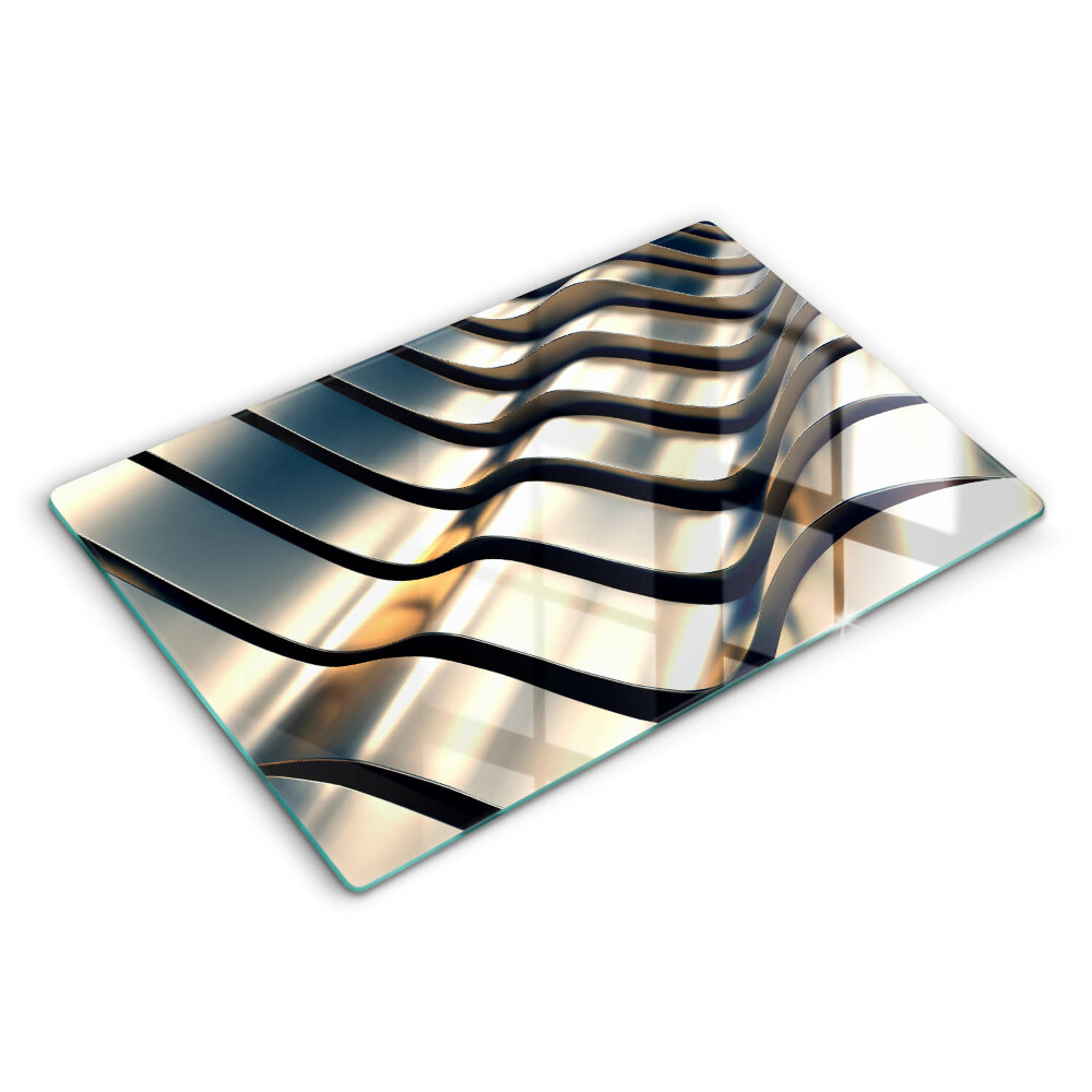 Modern placă din sticla protectie perete bucatarie Forme metalice 3D 80x52 cm