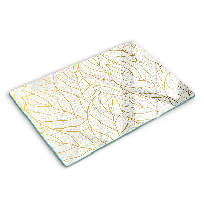 Modern placă din sticla protectie perete bucatarie Model de frunze de artă liniară 80x52 cm