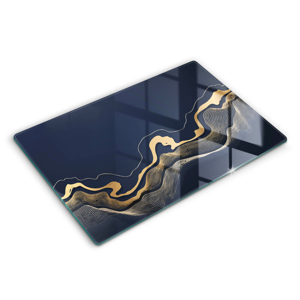 Modern placă din sticla protectie perete bucatarie Linii aurii abstracte 80x52 cm