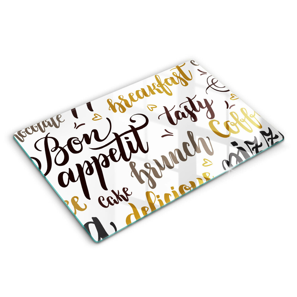 Modern placă din sticla protectie perete bucatarie Subtitrări Poftă bună 80x52 cm