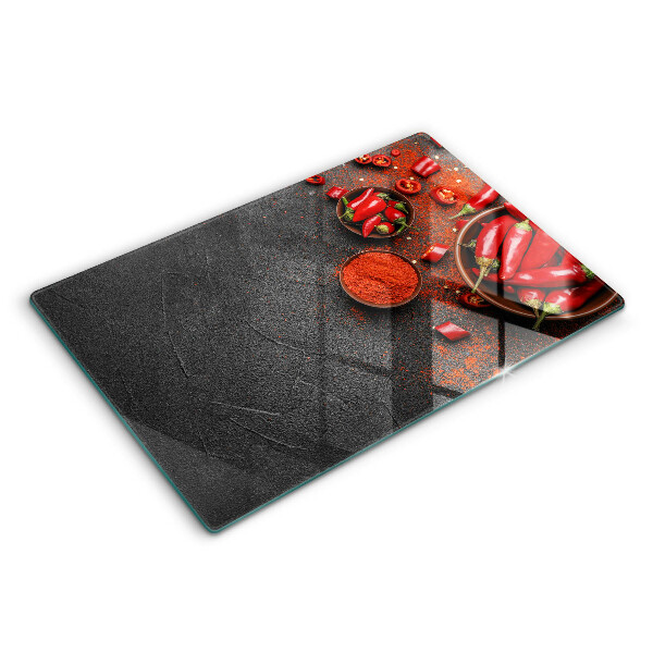 Modern placă din sticla protectie perete bucatarie Ardei iute roșii 80x52 cm