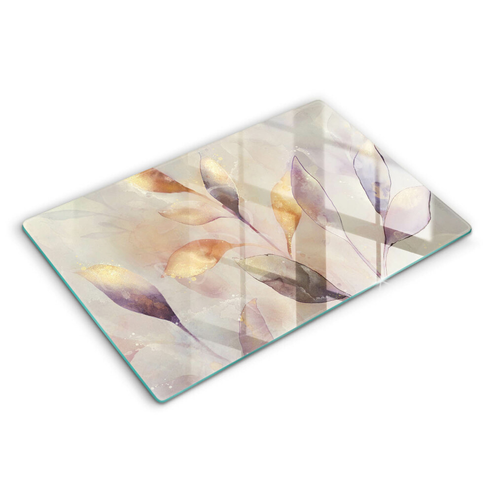 Modern placă din sticla protectie perete bucatarie Frunze boho pictate 80x52 cm