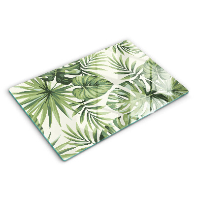 Modern placă din sticla protectie perete bucatarie Ilustrație cu frunze de Monstera 80x52 cm