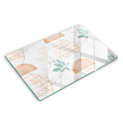 Modern placă din sticla protectie perete bucatarie Model de frunze Boho 80x52 cm