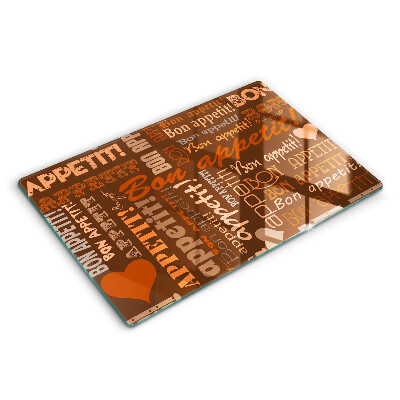 Modern placă din sticla protectie perete bucatarie Subtitrări Poftă bună 80x52 cm